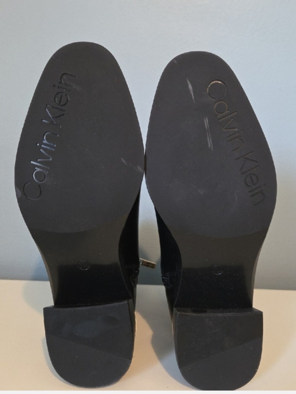 Calvin Klein Classic Black Ankle Boot with Metallic Heel Accent Size 7 - Picture 5 of 11